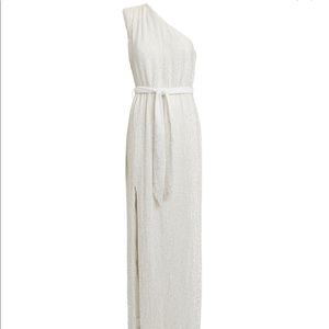 White Retrofete Vivien One-Shoulder Sequin Gown